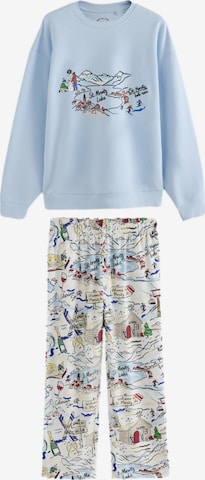 Next Pitkä pyjama värissä sininen: etupuoli