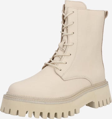 BRONX Lace-Up Ankle Boots 'Groovy' in Beige: front