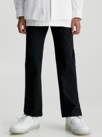 Calvin Klein Jeans Regular Trousers in Black: front