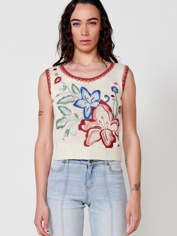 Top in maglia di KOROSHI in bianco: frontale