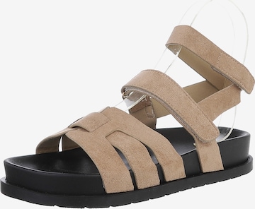 Ital-Design Riemchensandale in Beige: Vorderseite