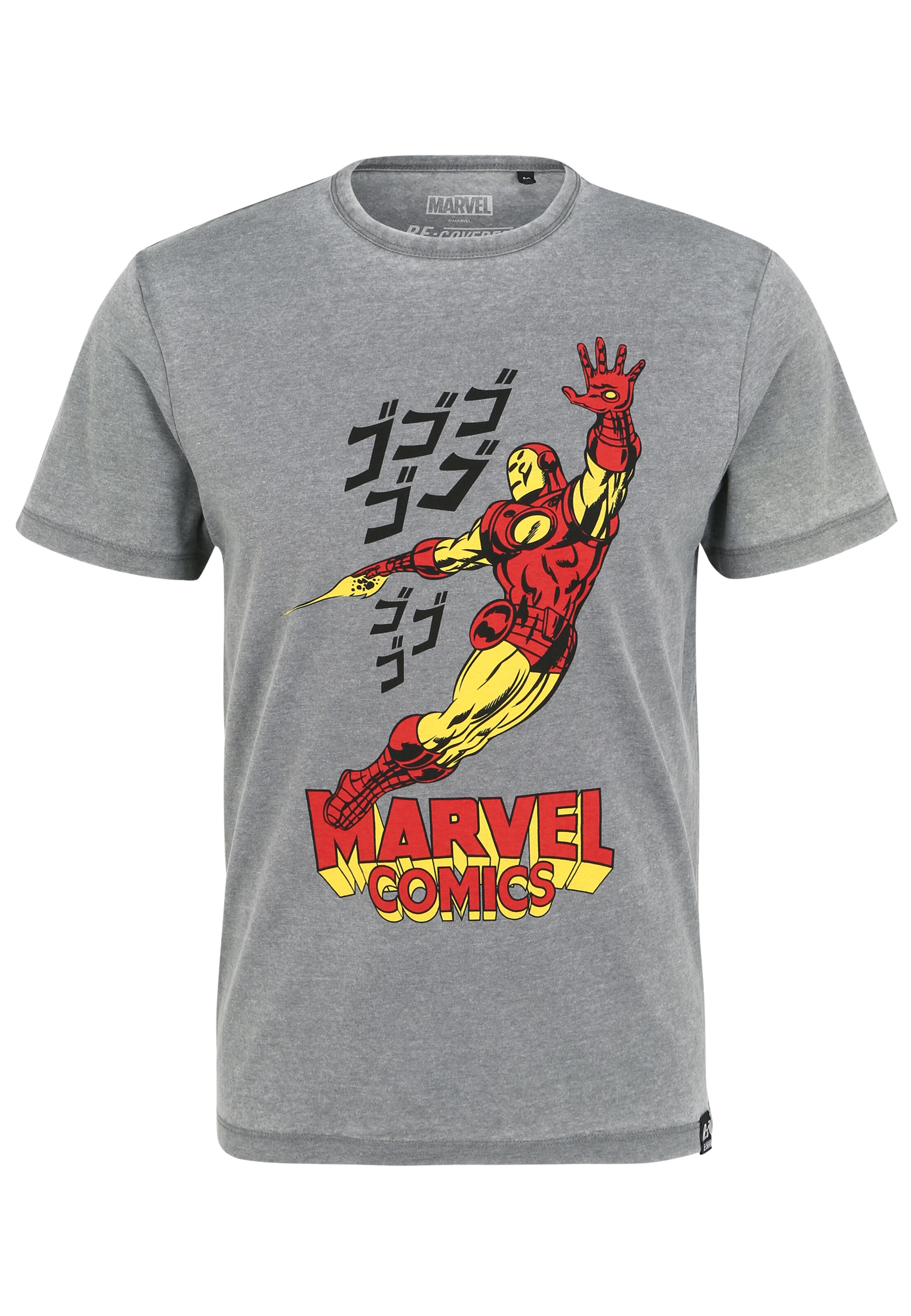 Recovered Shirt 'Marvel Comics Iron Man' in Grijs: voorkant