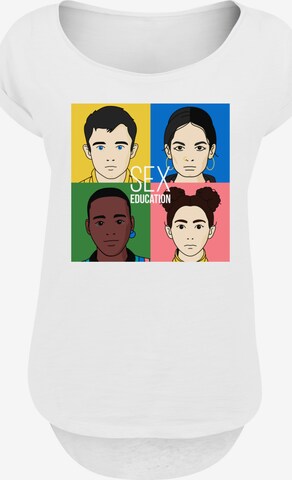 F4NT4STIC Shirt 'Sex Education Blur Cover Netflix TV Series' in White: front