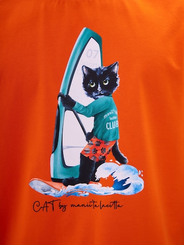 T-Shirt 'SURFER CAT' CAT by Maniita Lacitta en orange
