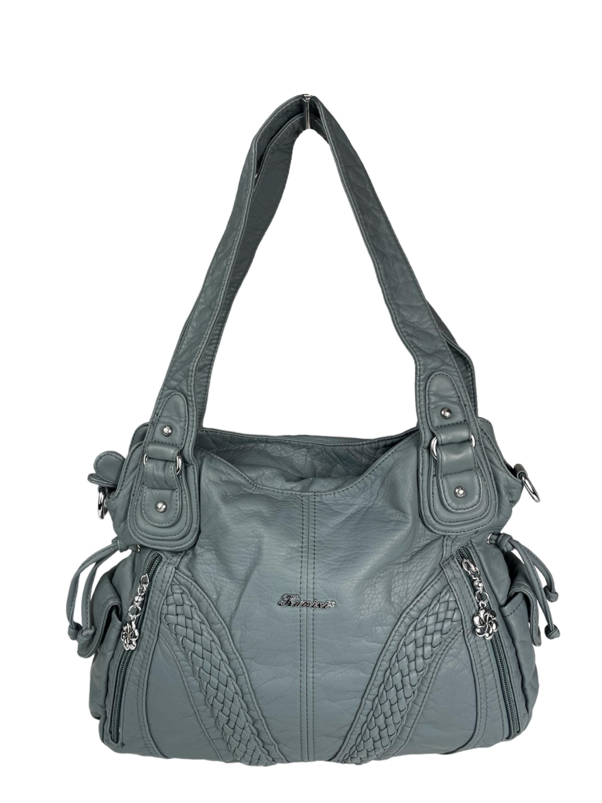 Borsa a mano di Kumixi in blu: frontale