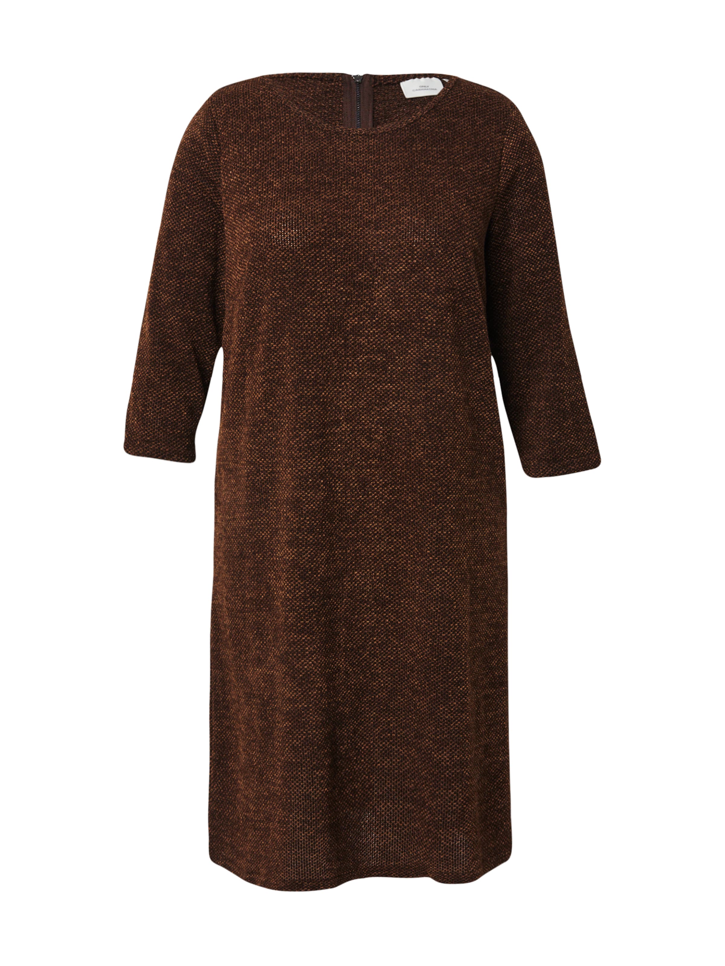 ONLY Carmakoma Stickad klänning 'CARMARTHA' i brun: framsida