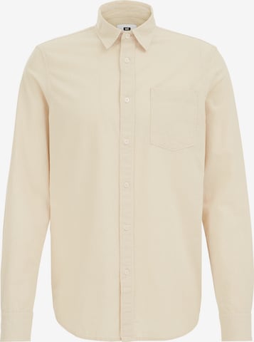 WE Fashion Regular fit Button Up Shirt in Beige: front