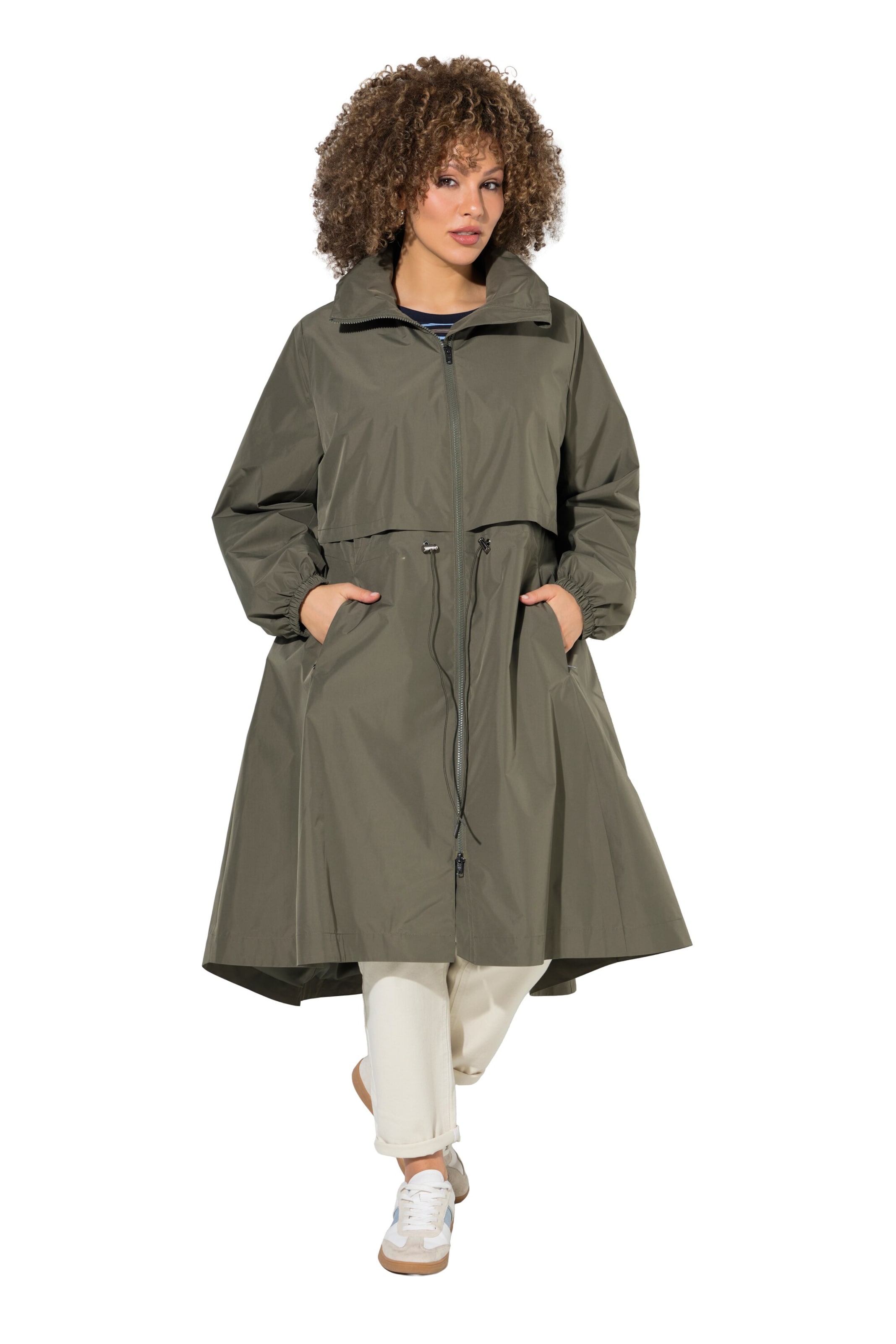 Ulla Popken Between-seasons coat in Green: front