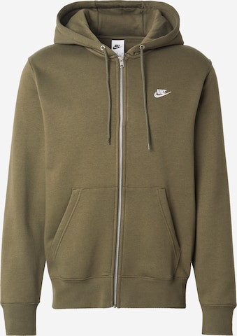Nike Sportswear Кофта на молнии 'CLUB' в Зеленый: спереди