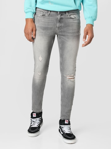 River Island Slimfit Jeans in Grijs: voorkant