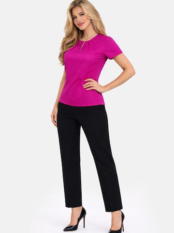 REGINA FASHION Blouse 'Short Sleeve Blouse with Pleated Neckline' in Pink