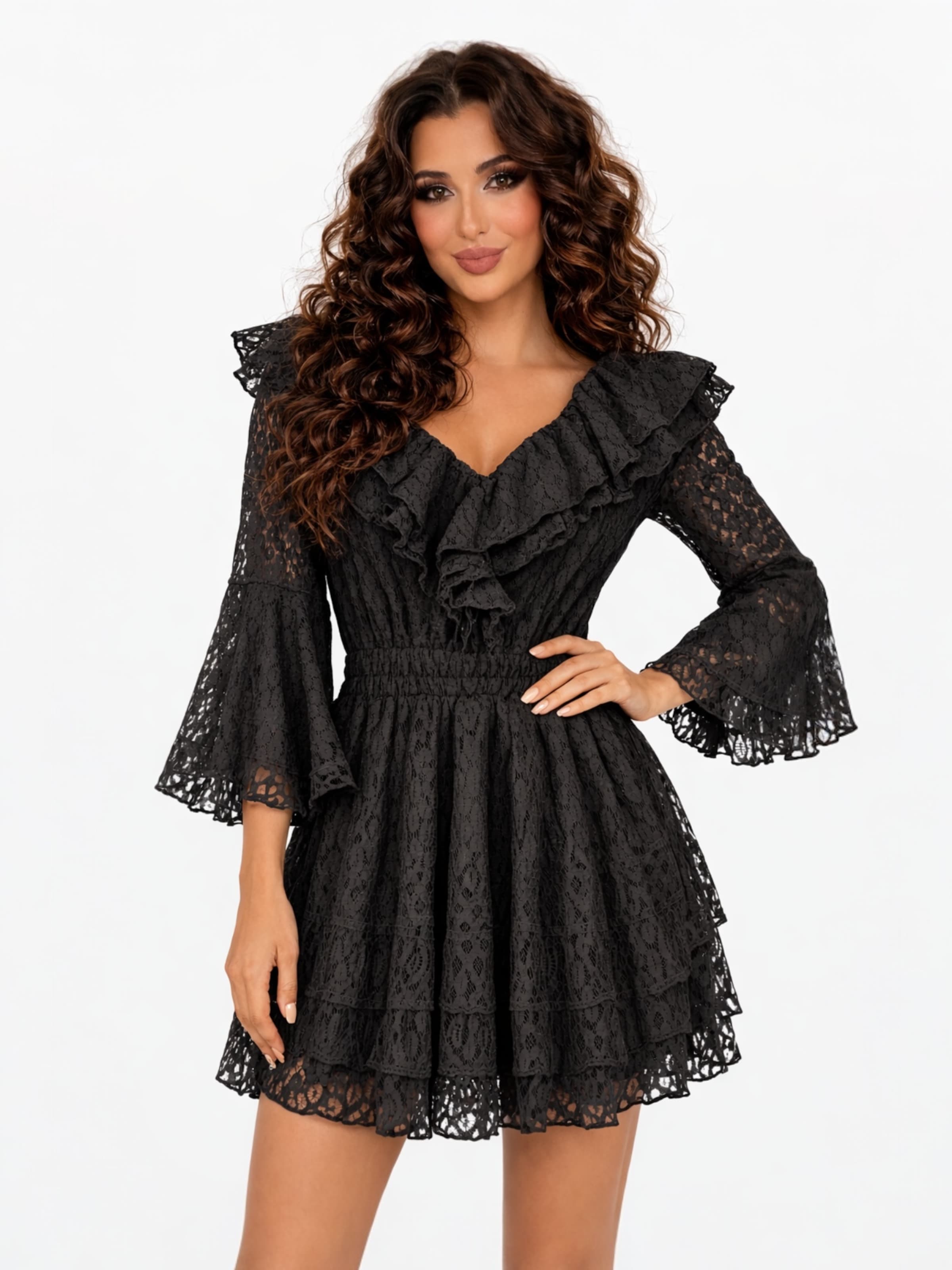 Robe de soirée 'Royal Lace Corset Dress' Elena Athanasiadou en noir