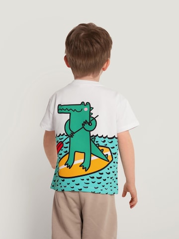 SATURNDAY Shirt 'Krokodil auf SUP' in Wit