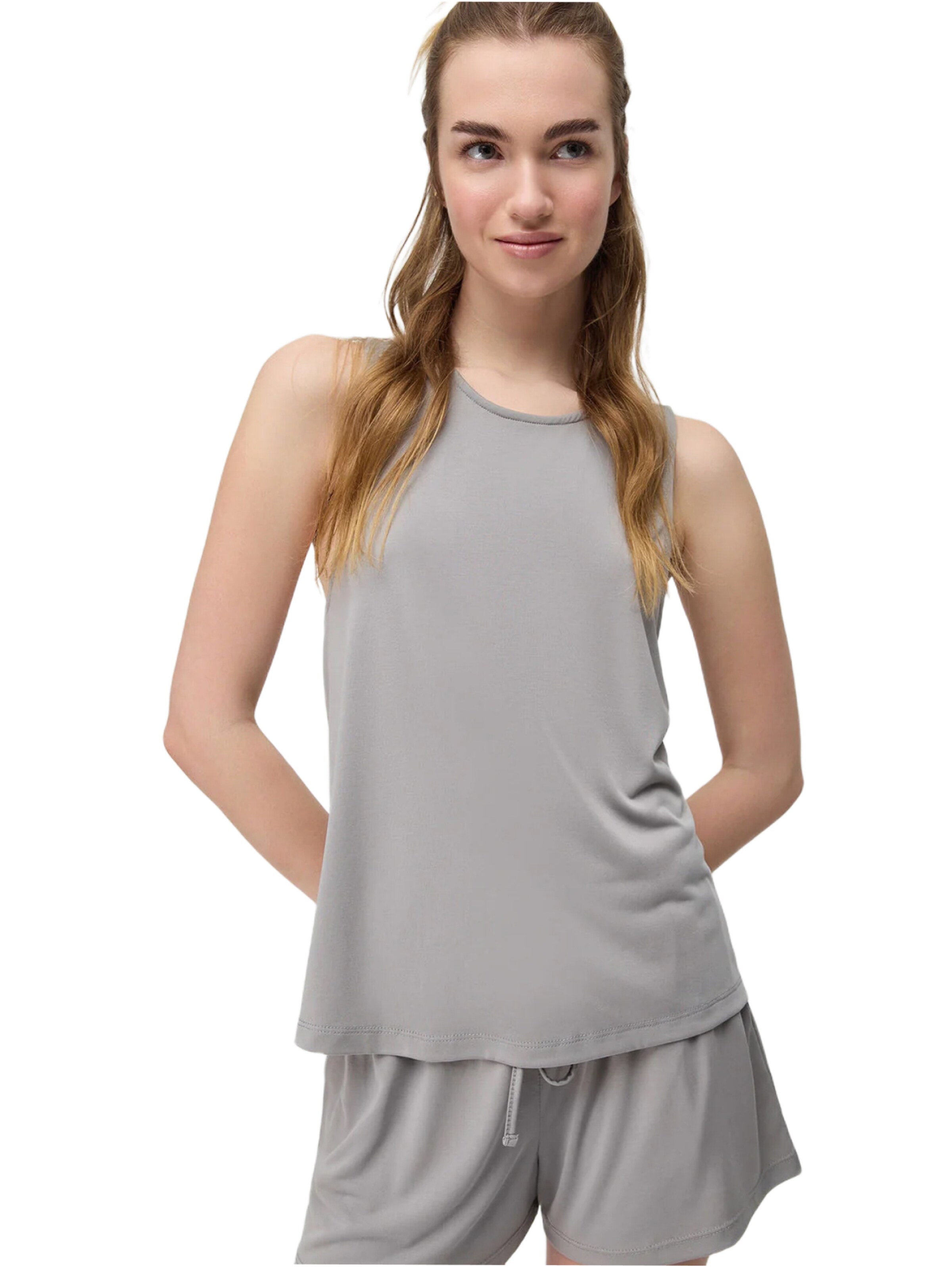 No Matter What Top in Grey: front