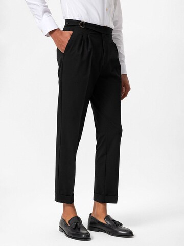 Antioch Tapered Pleat-front trousers in Black