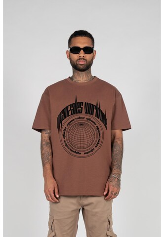 MJ Gonzales T-Shirt 'Worldwide' in Braun: Vorderseite