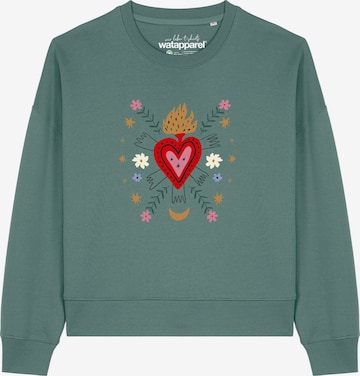 Watapparel Sweatshirt ' Love and flex ' in Groen: voorkant