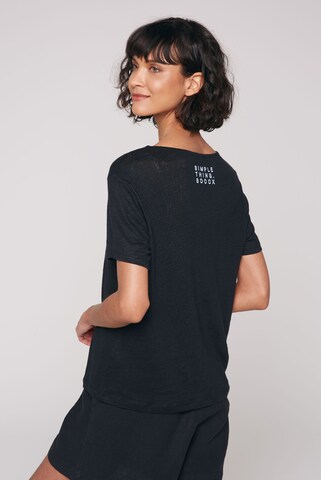 Soccx T-Shirt aus Leinen mit kleinem Label Print in Schwarz