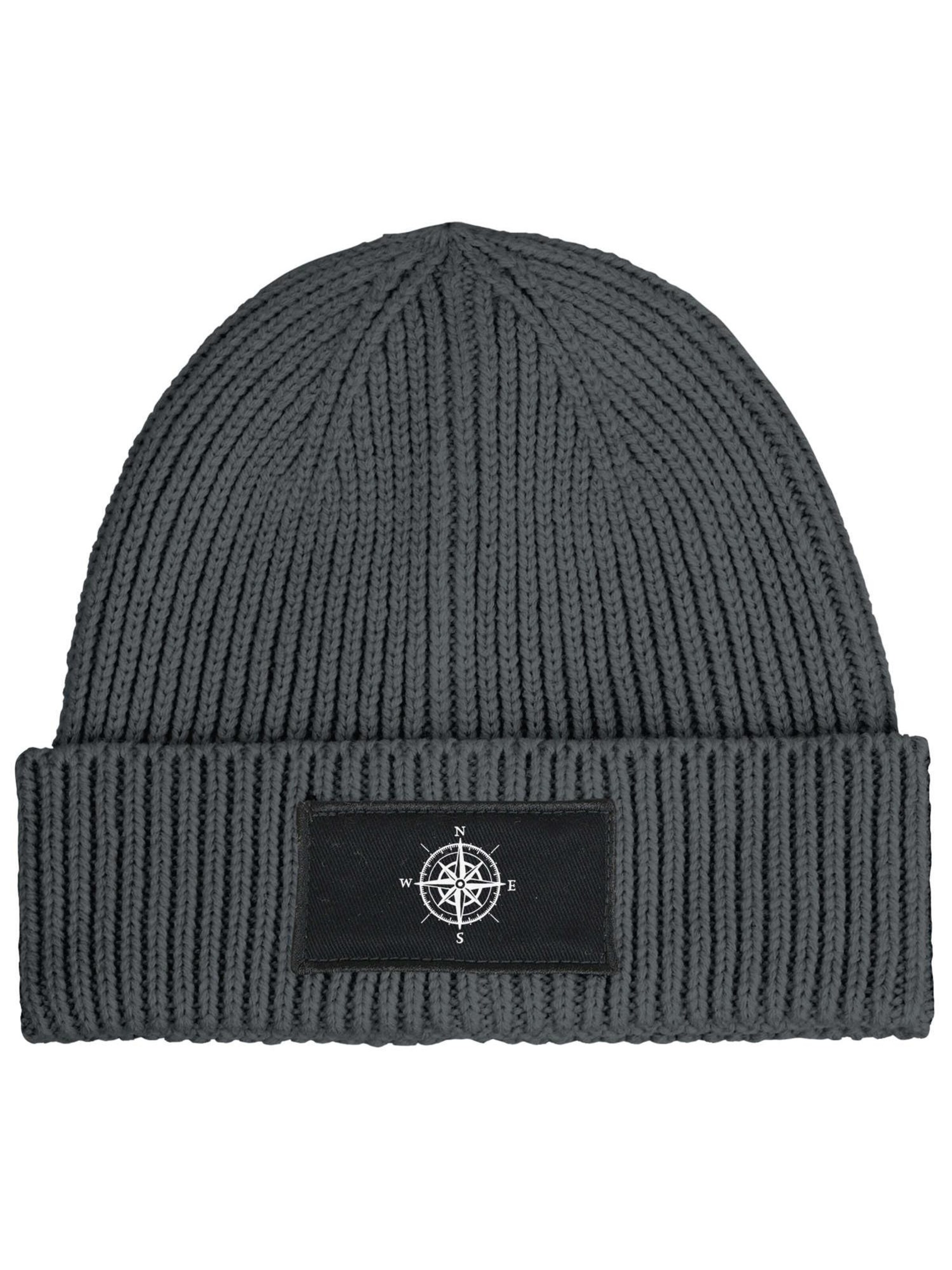 Neverless Beanie 'Kompass' in Grey: front