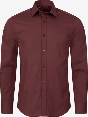 Indumentum Slim fit Button Up Shirt in Red: front