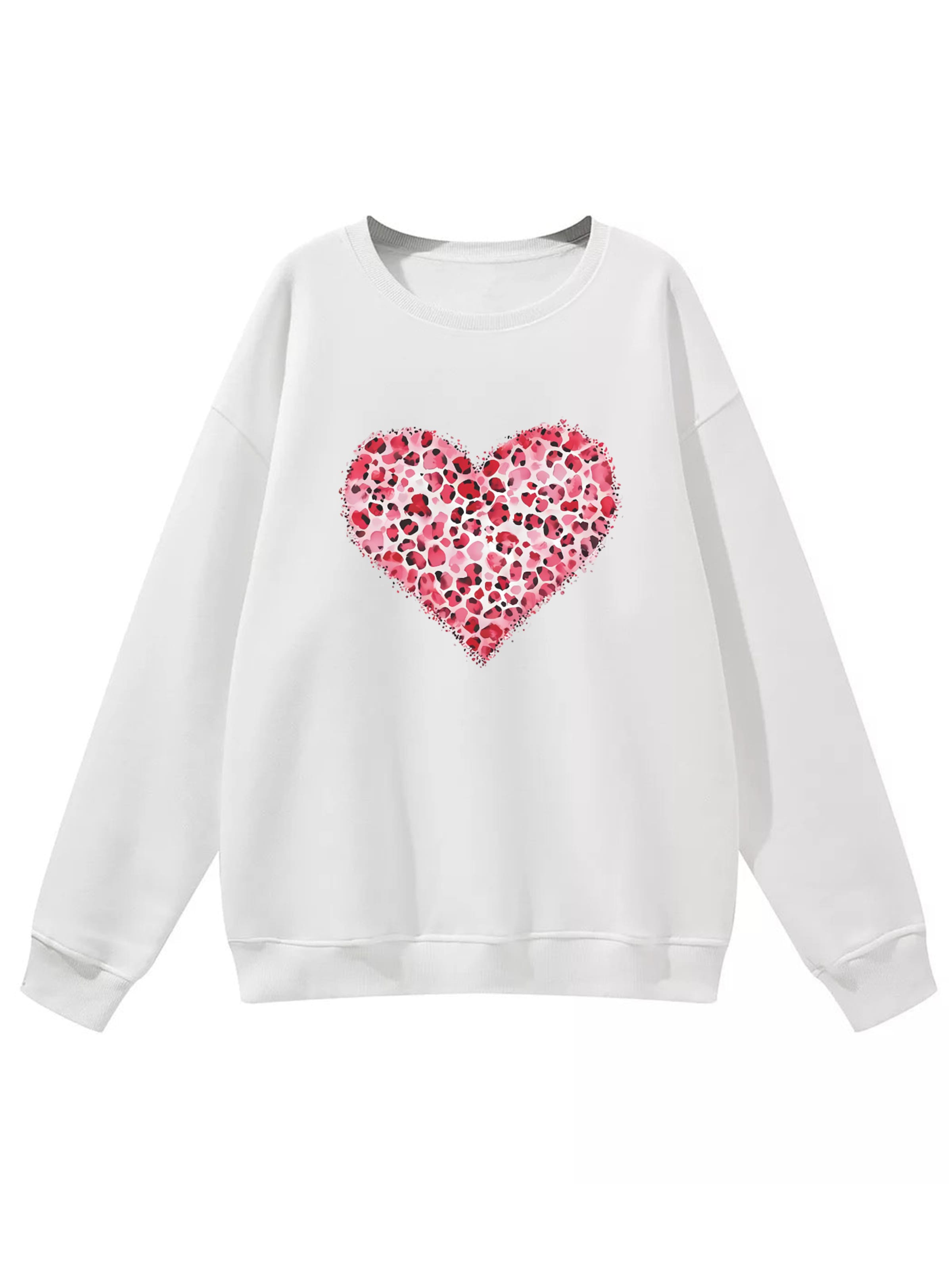 GORHEY - Sudadera 'Women's Fleece Pullover, Sweatshirt with Love Print, Long Sleeve, Loose Fit' en blanco