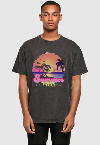 Merchcode T-Shirt 'Summer Vibes Sunset' in Grau: Vorderseite