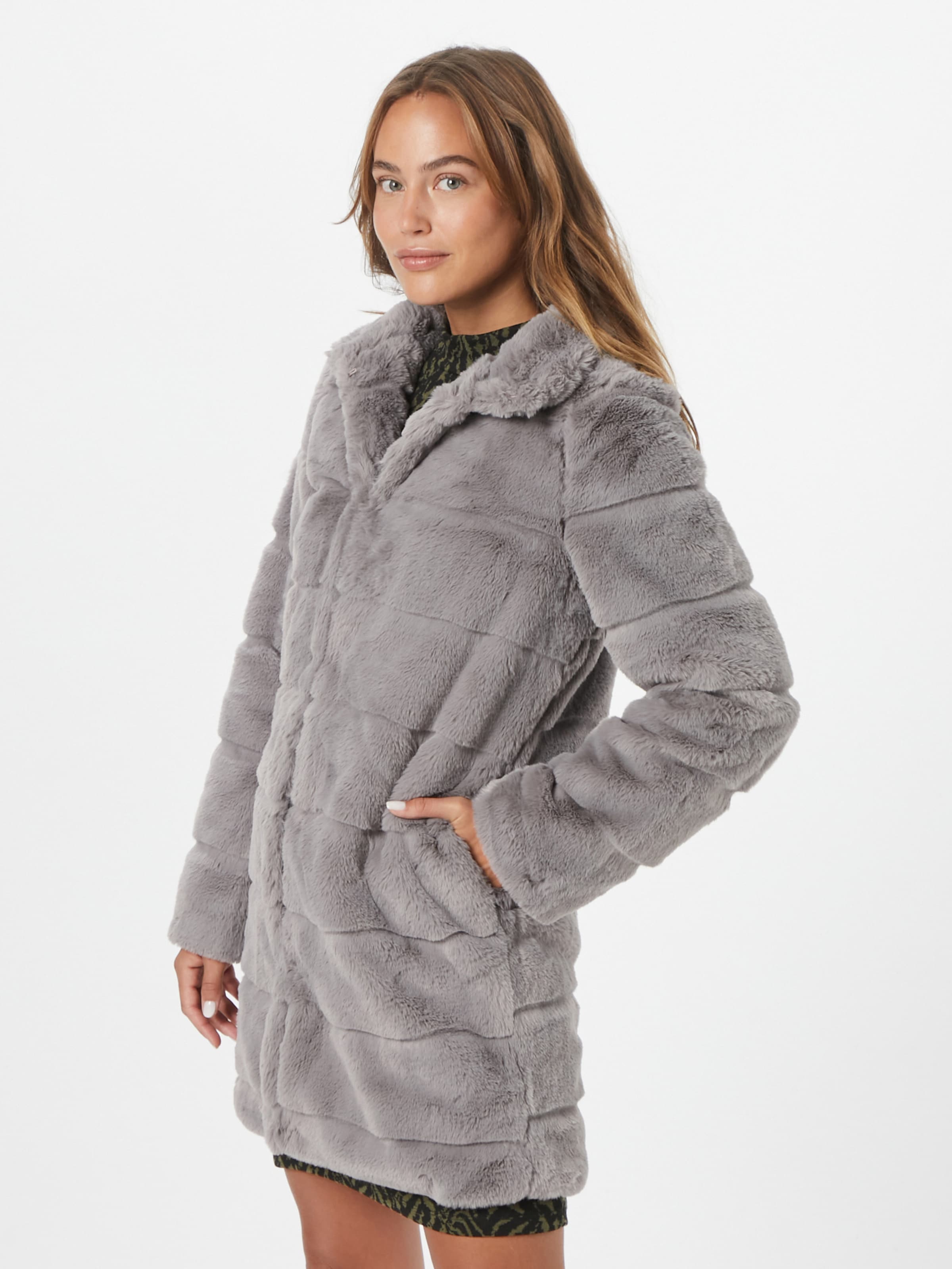 Grey faux fur top coat dorothy perkins