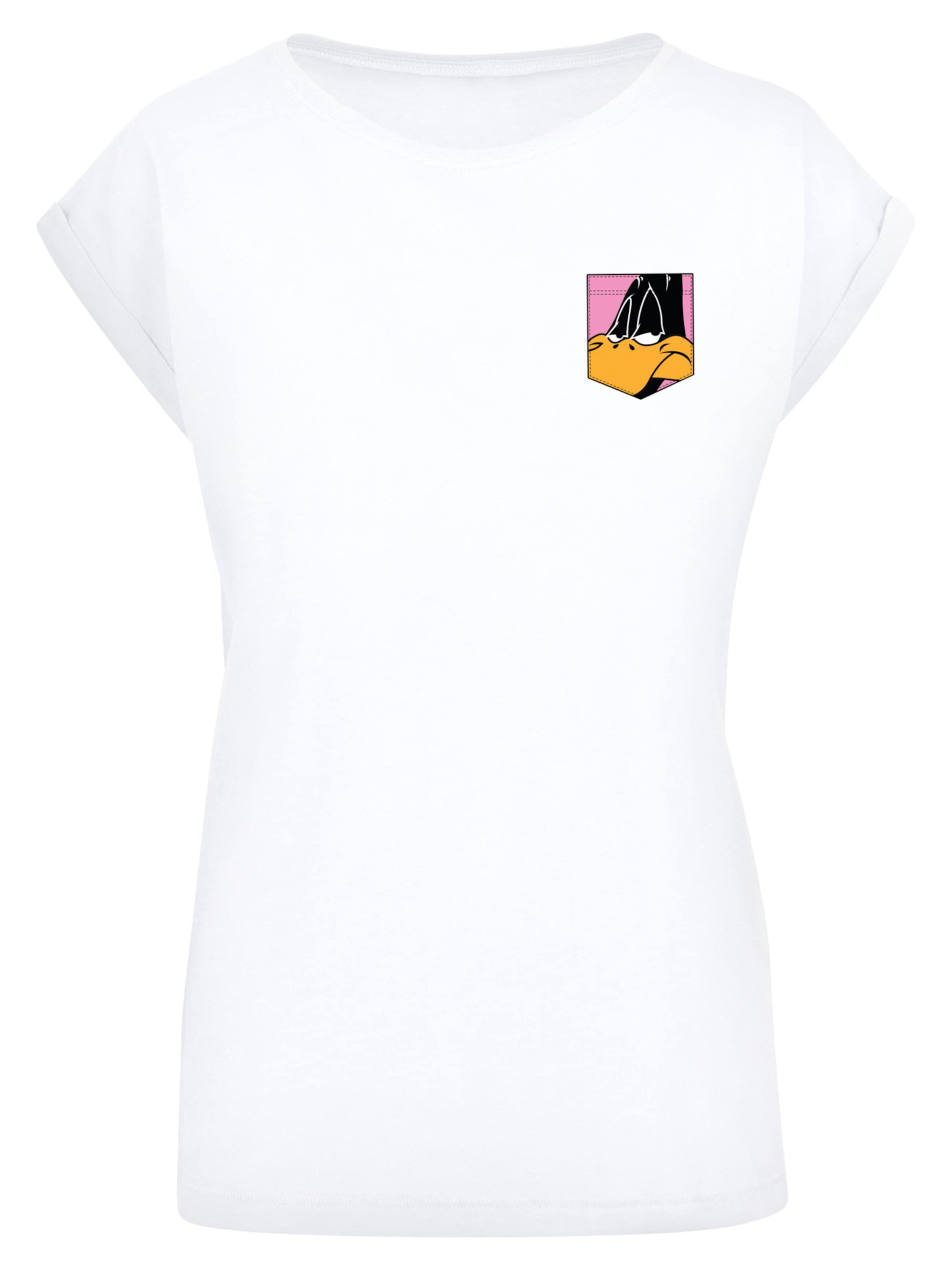 F4NT4STIC Shirt 'Looney Tunes Daffy Duck Face' in de kleur Goudgeel / Lichtroze / Zwart / Wit, Productweergave