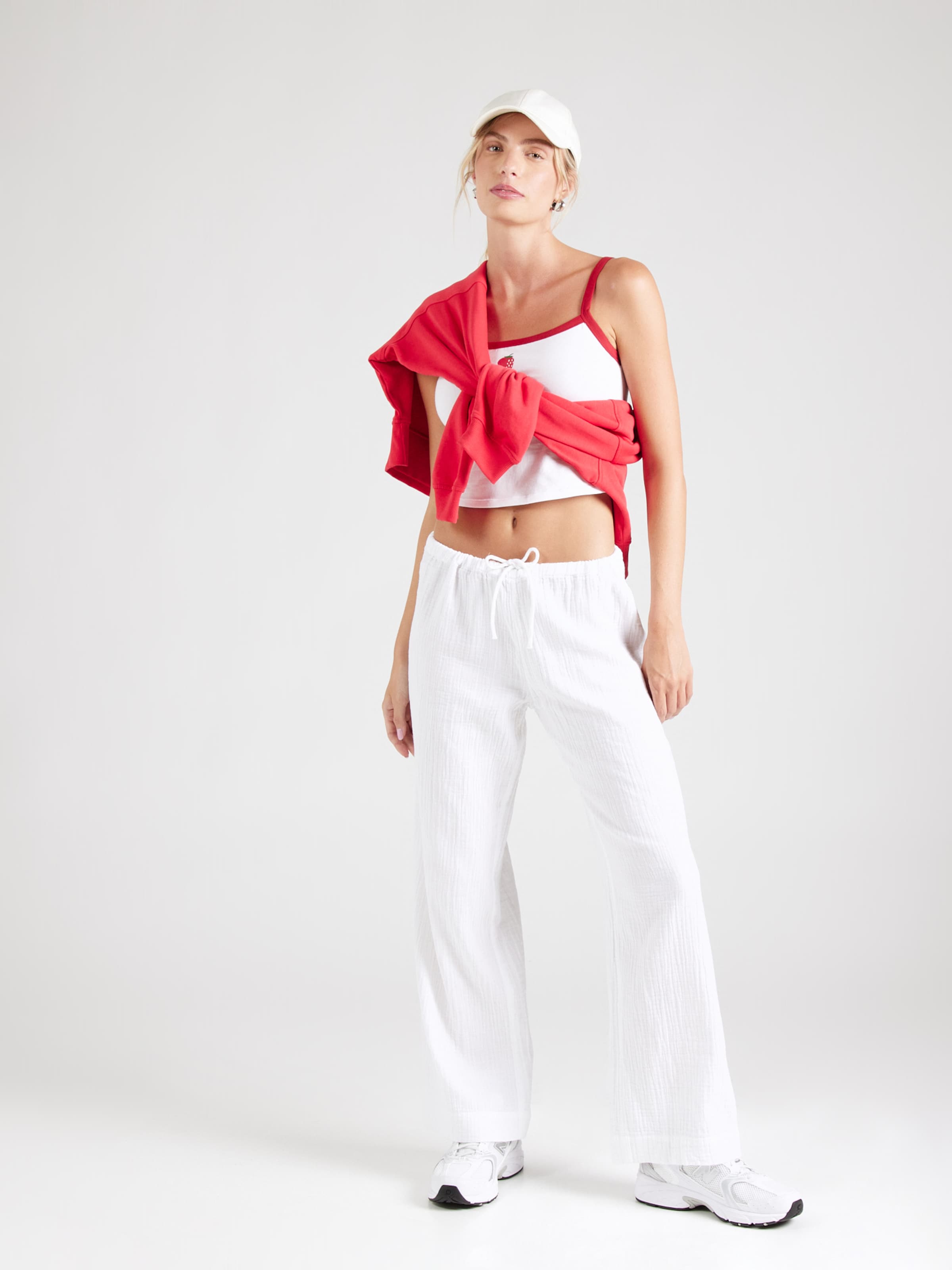 Monki Wide leg Trousers in White ABOUT YOU