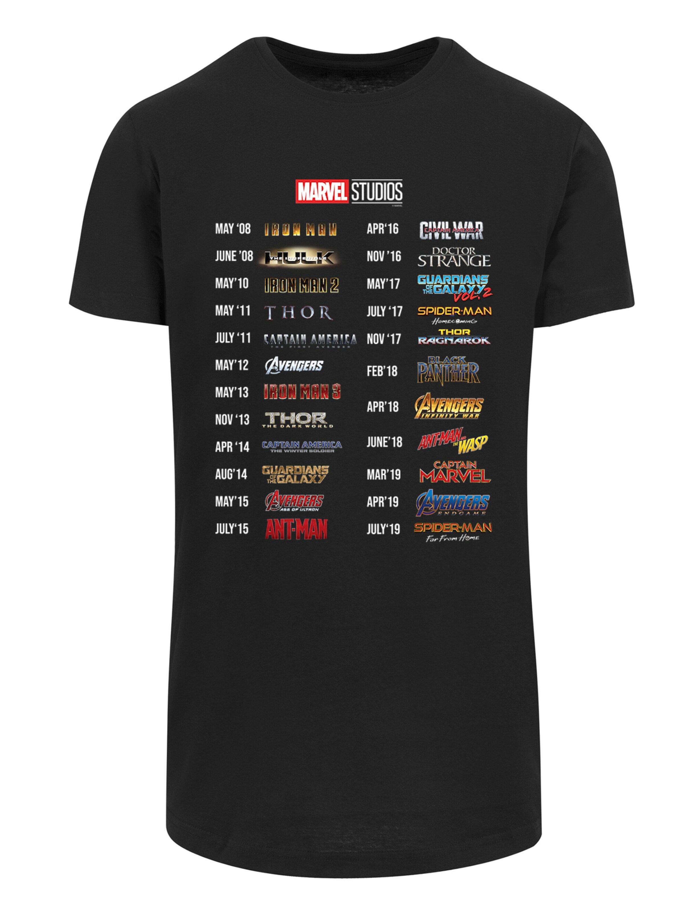 F4NT4STIC Shirt 'Marvel Studios 10 Years' in Black: front