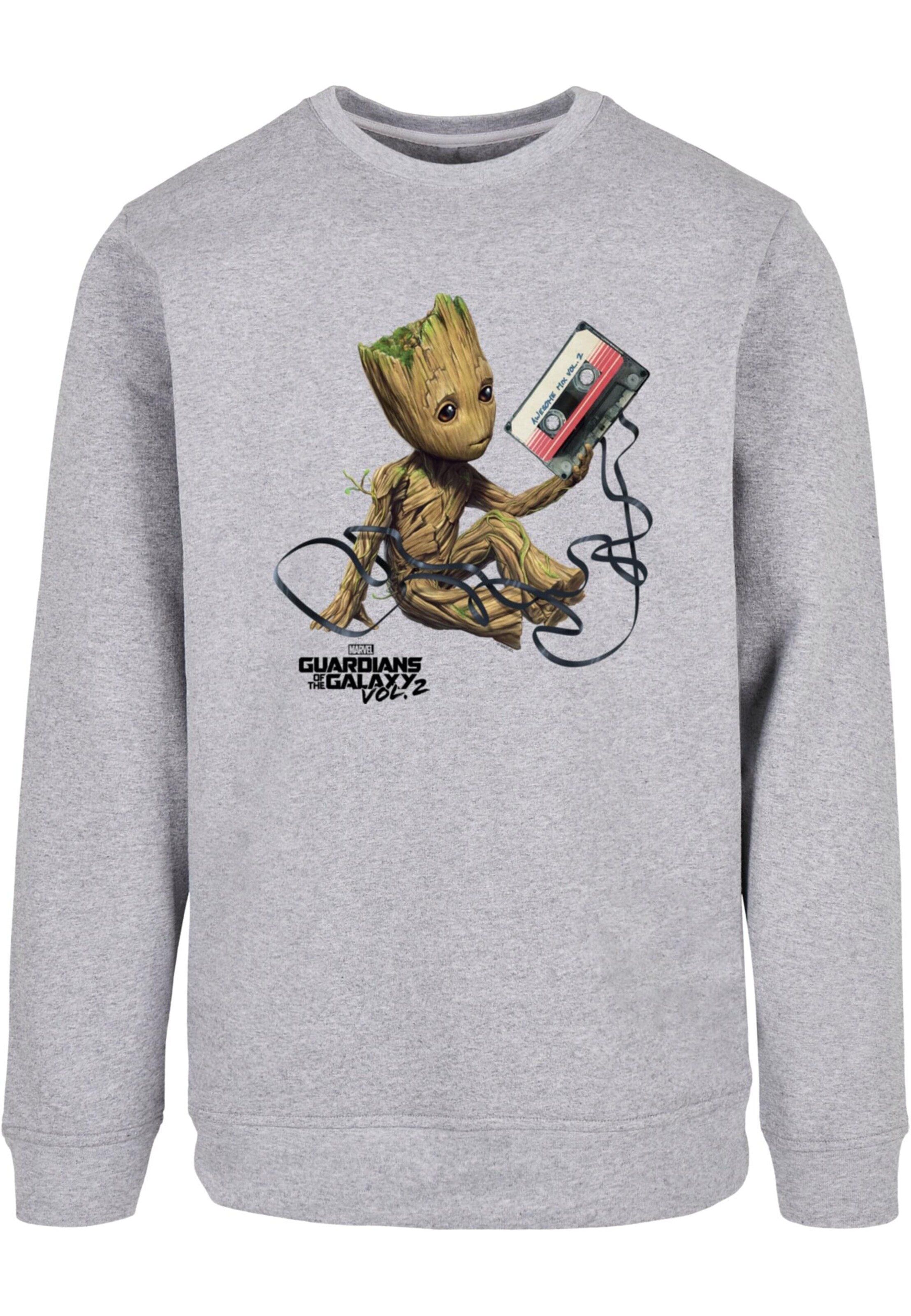 ABSOLUTE CULT Sweatshirt 'Guardians Of The Galaxy Vol2 - Groot Tape' in Grijs: voorkant