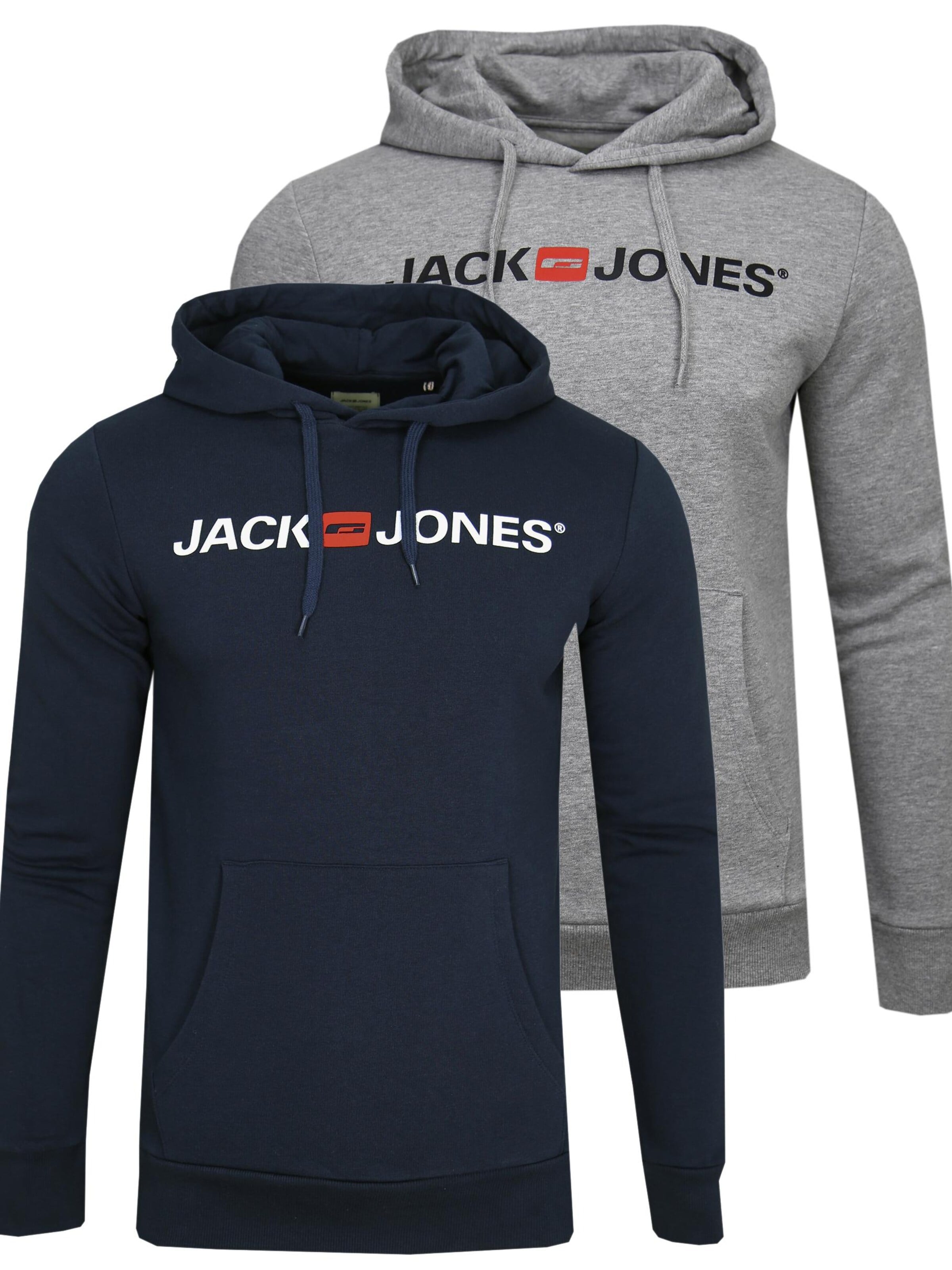 JACK & JONES Sweatshirt 'JACK & JONES Male Hoodie 2er-Pack Logo Print' in Blue: front