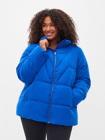 Zizzi Between-season jacket 'CAPEACHY' in Blue: front