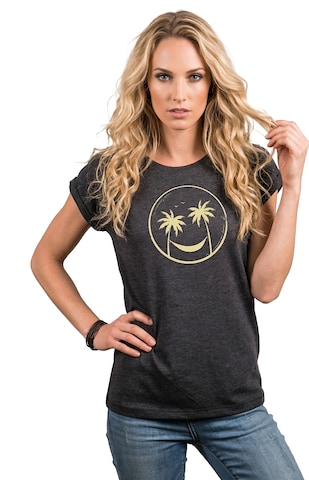 MAKAYA Shirt 'Palmen Happy Face' in Grey: front