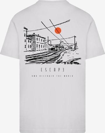 T-Shirt 'Escape Discover the World Town Train Station' F4NT4STIC en blanc : devant