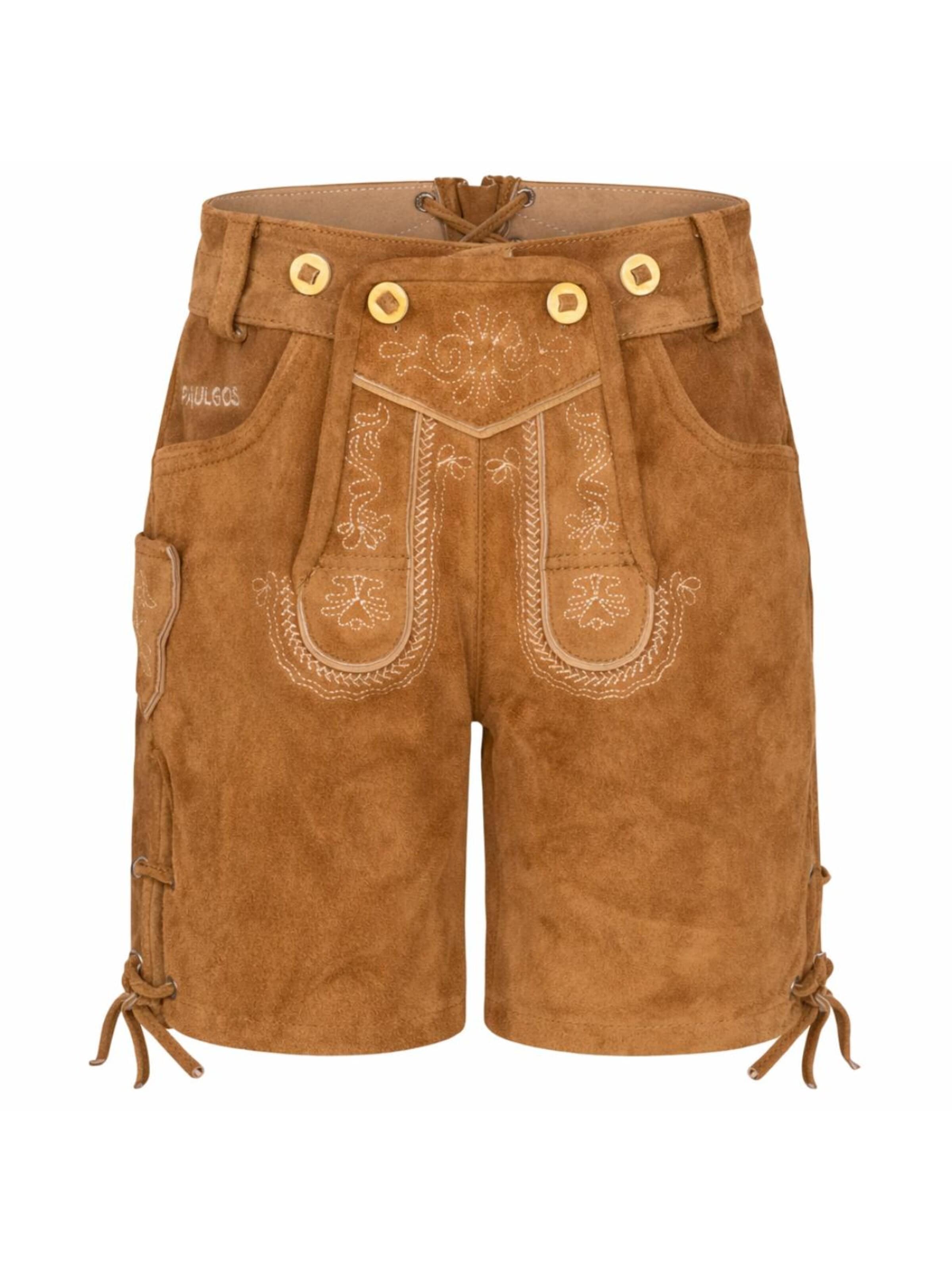 Paulgos Regular Hose 'PAULGOS Kinder Trachten Lederhose Kurz - KK1 - Echtes Leder - Größe 86 - 164'‌‌‌‌‌ in Braun: Vorderseite