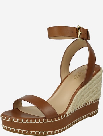 Lauren Ralph Lauren Sandalen met riem 'HILARIE' in Bruin: voorkant