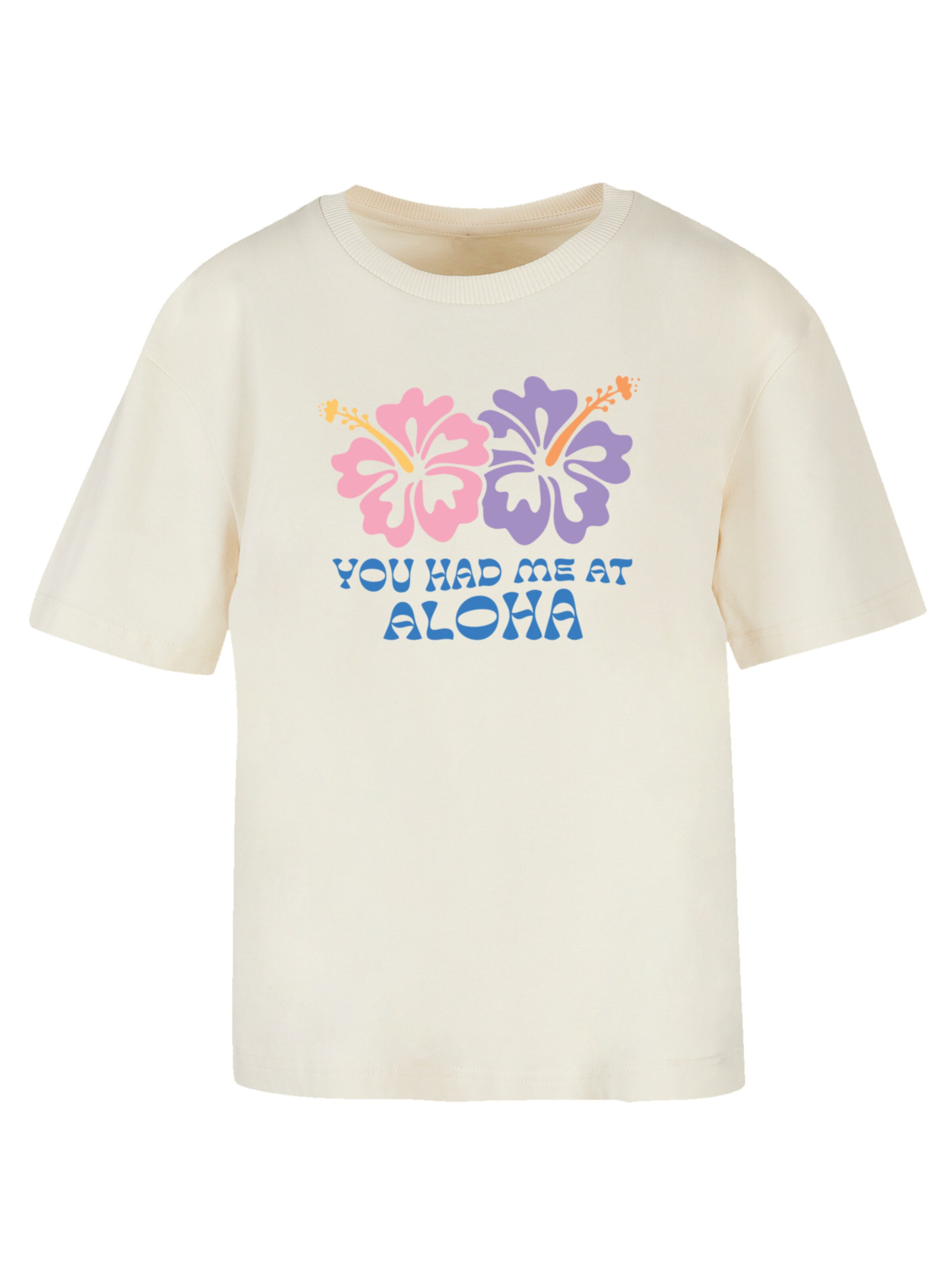 T-shirt 'You had me at Aloha' F4NT4STIC en beige : devant