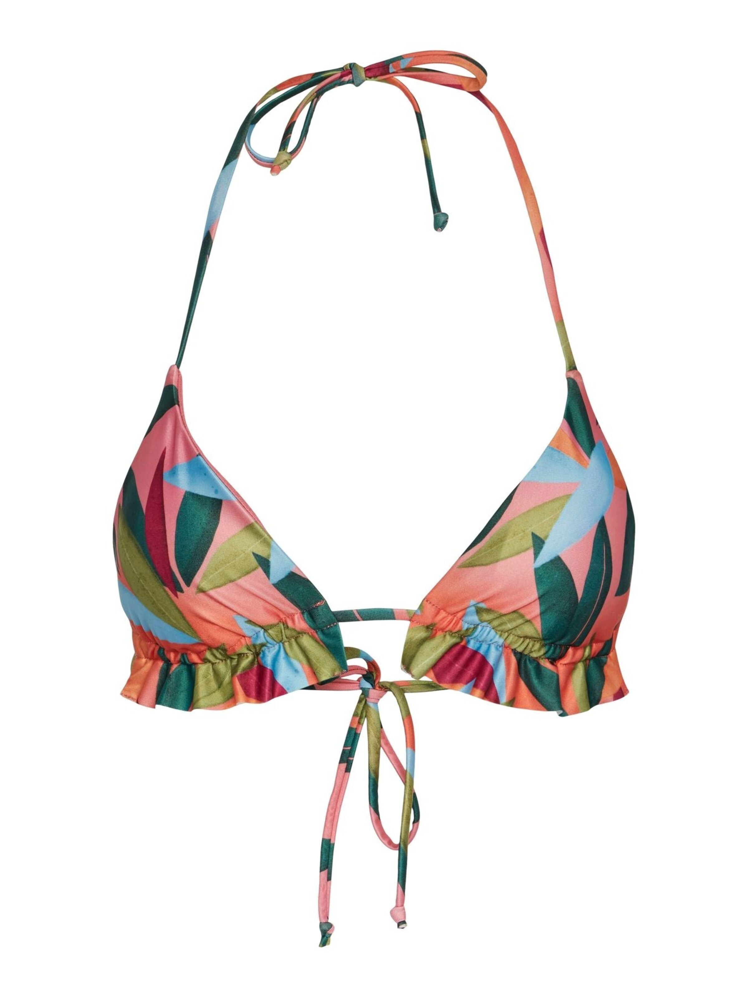 PIECES Triangel Bikinitop in Oranje: voorkant