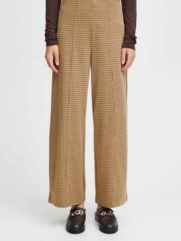 Wide Leg Pantalon 'KATE' ICHI en marron : devant