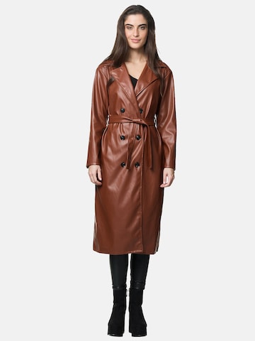 Manteau mi-saison Elara en marron : devant