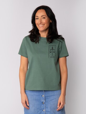 Maglietta 'Tarot Justice' di Watapparel in verde: frontale