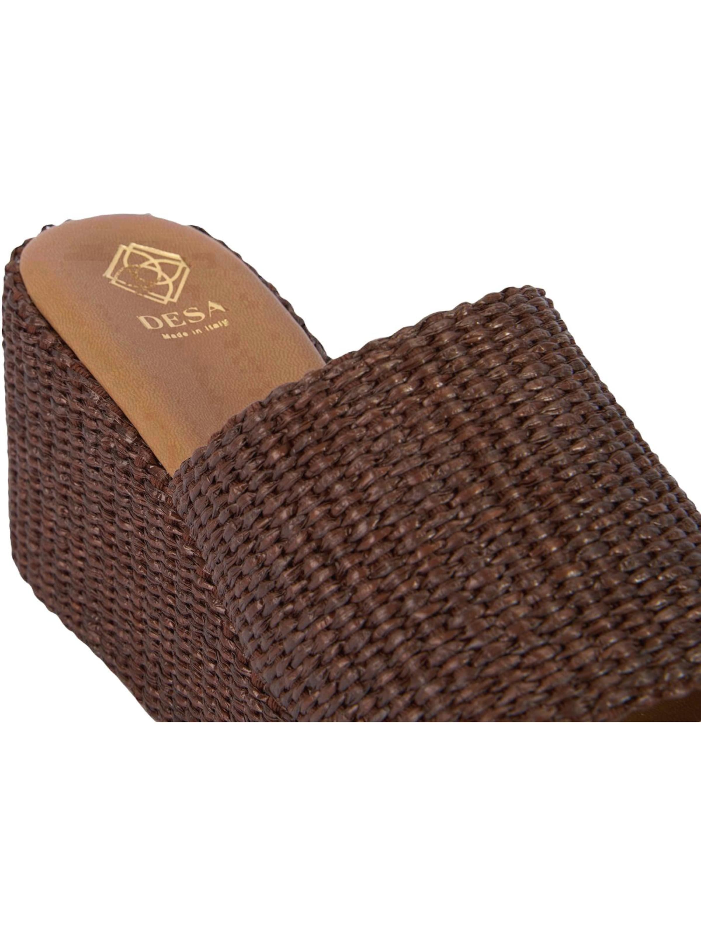 Desa Mule 'DESA Damen-Keilsandalen aus Raffia' in Brown