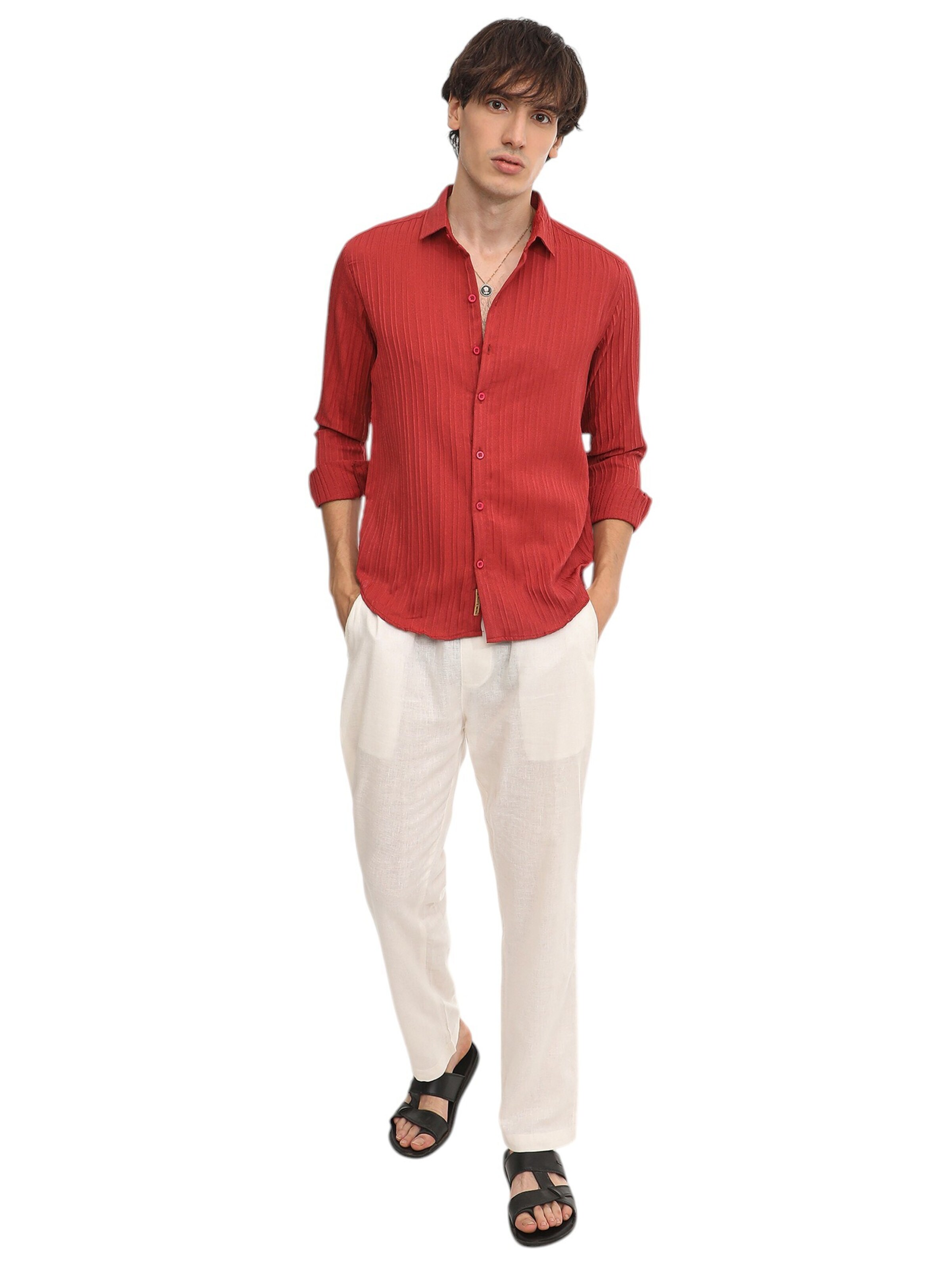 Campus Sutra Regular fit Button Up Shirt 'Theda' in Red