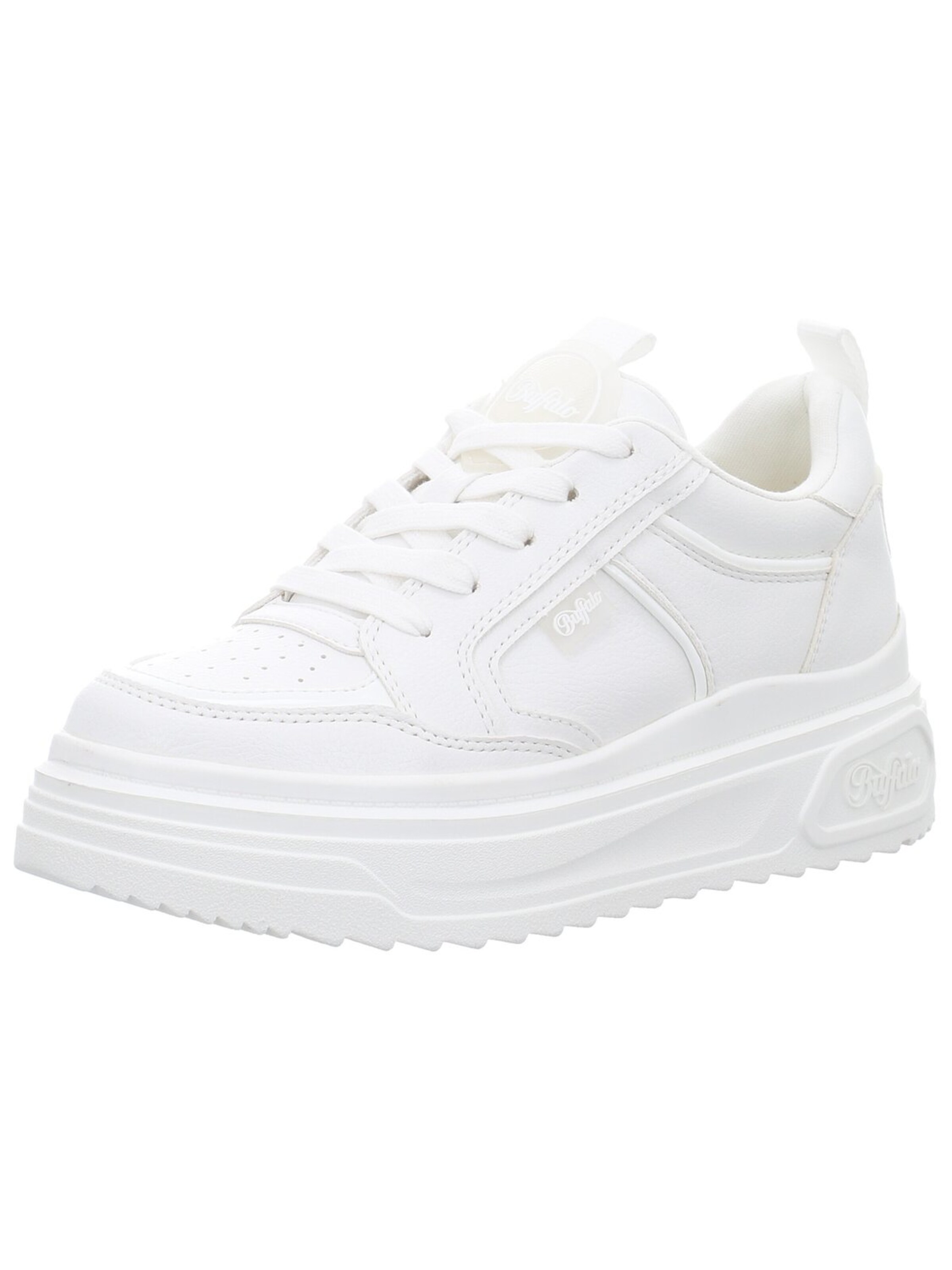 BUFFALO Sportlicher Schnürschuh 'Damen Sneaker 1636201 Lederimitat in weiß' in Weiß: Vorderseite