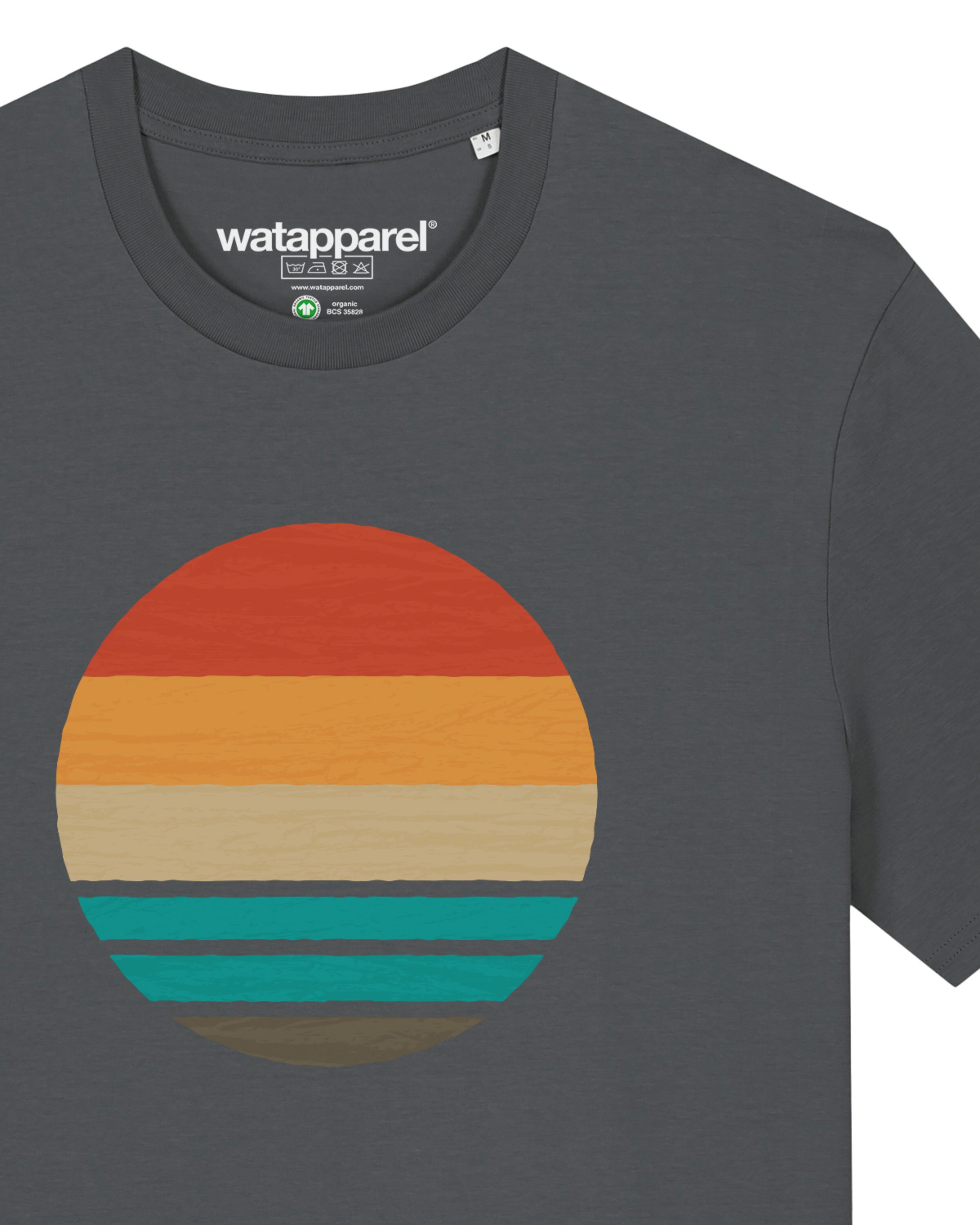 T-Shirt ' Retro Sunset Ocean ' Watapparel en gris