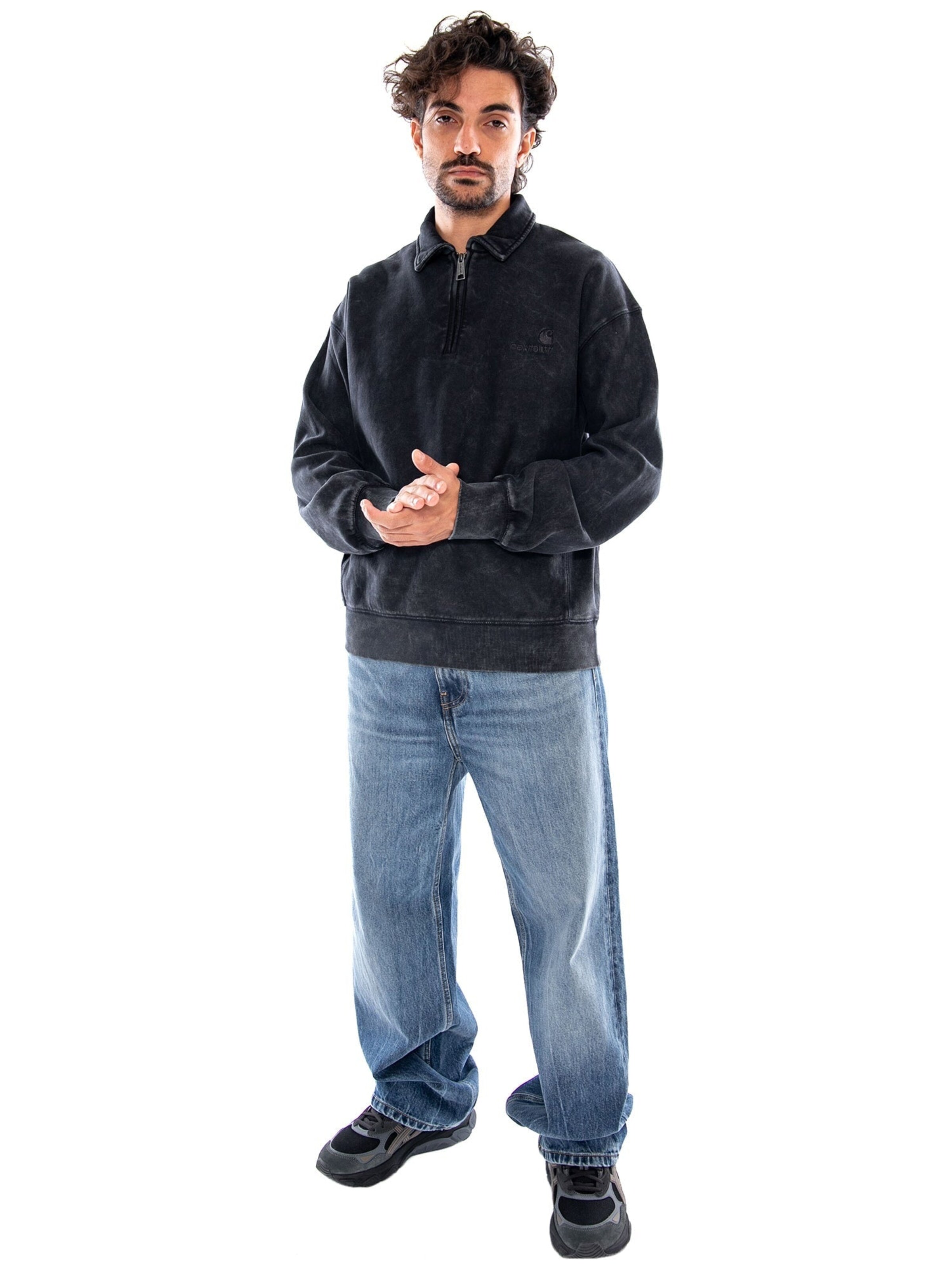 Felpa 'LAMBERT POLO SWEAT BLACK MOON WASH' di Carhartt WIP in grigio