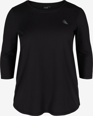 Active by Zizzi Shirt 'ABASIC ONE' in Zwart: voorkant