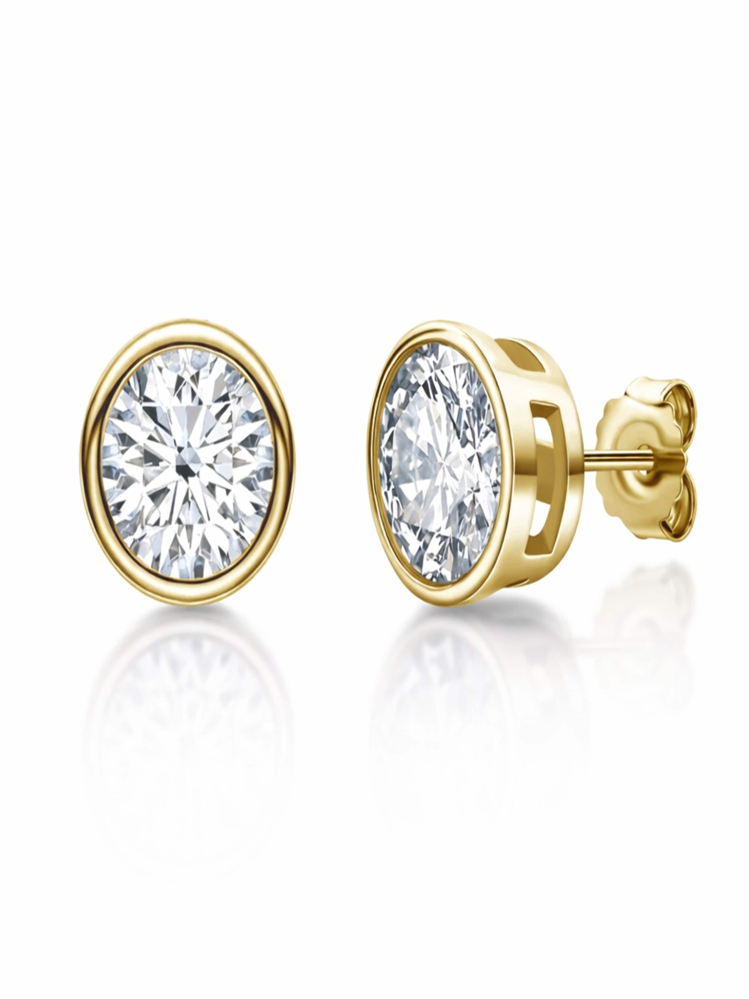 ROUGEMONT Jewellery Earrings 'Funkelnde Damen Ohrstecker Zirkonia 7mm 925 Sterling Silber' in Gold: front