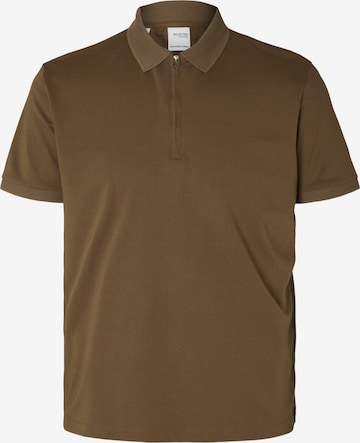 T-Shirt 'FAVE' SELECTED HOMME en marron : devant